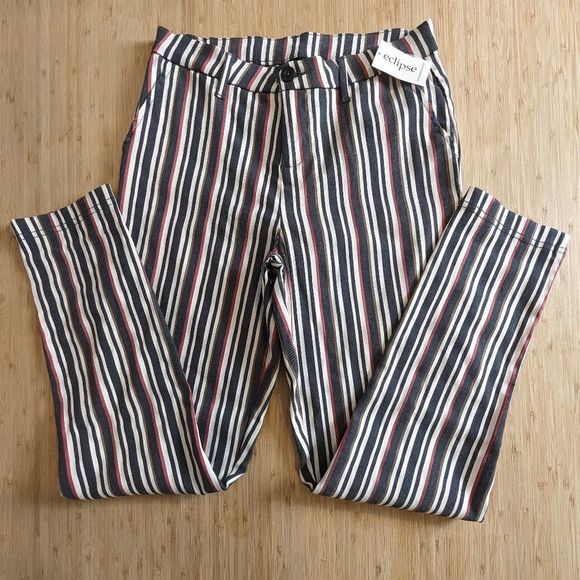 NEW Stripped Mild Stretch Stripped Office Pants with rear pockets Size Small - Picture 2 of 11